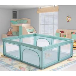 Smart Folding & Portable with Safety Lock Playpen with Play Gate Fence- Blue-0