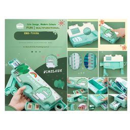 AKN TOYS Dinosaur Theme Multifunctional Pencil Magnetic Box High Tech Creative Cartoon Stationery Box Push Button Enabled Multicolor-picture-8