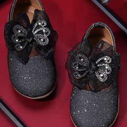 Mine Sole Sequin & Bow Detailed Party Ballerina - Black-image-29