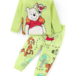Babyhug Disney Single Jersey Knit Full Sleeves Night Suit with Winnie the Pooh Graphics - Light Green-picture-18