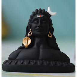 eCraftIndia Handcrafted Polyresin Black Adiyogi Lord Shiva Statue-image-19