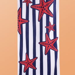 Pine Kids Terry Knit Towel with Star Print L 121 x B 60 cm - White & Red-image-98