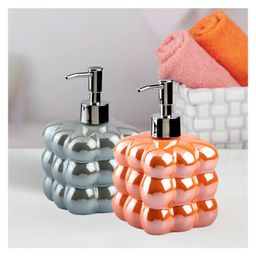 KOOKEE Ceramic Soap Dispenser for handwash for Bathroom, Blue/Orange, (Set of 2) (10543) 550 ml-image-3
