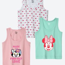 Wear Your Mind Cotton Blend Knit Pack Of 3 Disney Featuring Sleeveless Characters Printed Vests - Multi Colour-picture-32