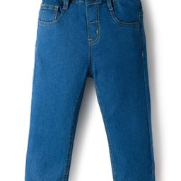 Babyhug Cotton Denim Full Length Washed Jeans With Stretch - Royal Blue-picture-21