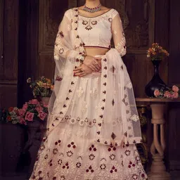 KALINI Embroidered Thread Work Semi-Stitched Lehenga & Unstitched Blouse With Dupatta-picture-23