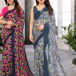 Moda Rapido Pack Of 2 Floral Georgette Saree With Unstitched Blouse Piece-image-26
