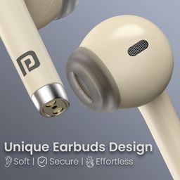 Portronics POR-2215 Harmonics Twins S19 Truly Wireless in Ear Earbuds with 30 Hours Playtime, Unique Earbuds Design, HD Quality Mic, Touch Control, Game Mode, Low Latency, Type C Fast Charging(Beige) image 4