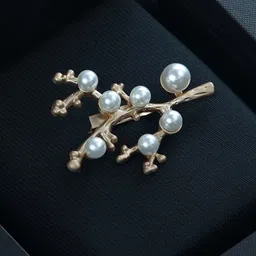 House of Pataudi Statement Pearls Beaded Gold-Plated Brooch-picture-5