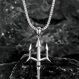 fashion Sleek Silver-Plated Trishul Pendant Necklace for Men and Women Brass Silver Stainless Steel, Steel, Sterling Silver Locket-image-30