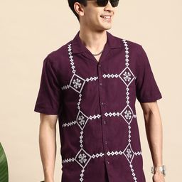 Mast & Harbour Embroidered RelaxedCasual Shirt-image-93