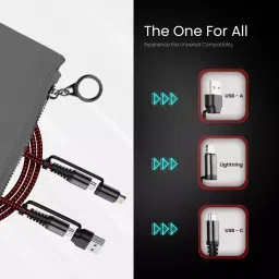 Bestor 1.2 M 60 W Nylon Outer Material Fast Charging 4 in 1 3A USB Type C Cable ‎Red, BE-17 image 2