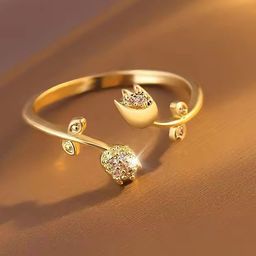 Anouk Gold-Plated Cubic Zirconia Adjustable Finger Ring-image-16