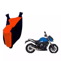 Auto Pearl Waterproof Two Wheeler Cover For Mahindra Mojo UT 300 (Orange & Blue)-image-97