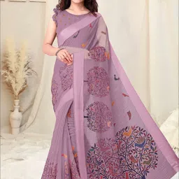 KALINI Violet Cotton Blend Printed Sarees-picture-24