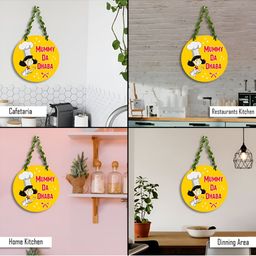 SEHAZ ARTWORKS Yellow & Red Printed Wooden Wall Hanging-image-52
