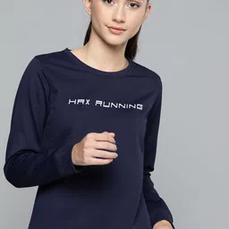 HRX by Hrithik Roshan Women Navy Blue Printed Anti-microbial Finish Running Sweatshirt-image-93