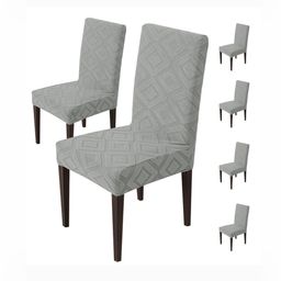HOUSE OF QUIRK 6-Pcs Grey Patterned 220 GSM Chair Cover-image-105