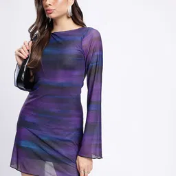 glitchez Fluid Fashion Abstract Printed A-Line Dress-picture-16