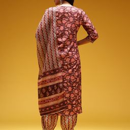 HERE&NOW Ethnic Motifs Print Regular Kurta with Trousers & Dupatta image 5