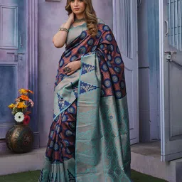 Areca Designer Woven Design Pure Silk Banarasi Saree-image-6