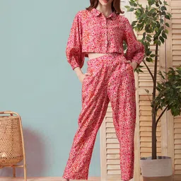 Kiana Printed Crop Shirt With Trousers-picture-54