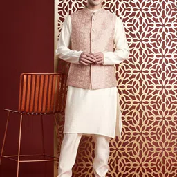 MANQ Ethnic Motifs Woven Design Nehru Jacket-picture-27