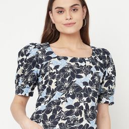 RAASSIO Floral Print Pure Cotton Crop Top-image-9