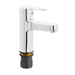 Pixaflo Fission Brass Chrome Finish Hot & Cold Single Lever Basin Mixer Tap Faucet with 450 mm Long Braided Hoses (Chrome) image 1