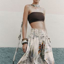 LULU & SKY Abstract Print A-Line Midi Skirt image 5
