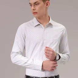 Luxe by TIGC Men Spread Collar Micro Ditsy Printed Slim Fit Formal Shirt-image-4