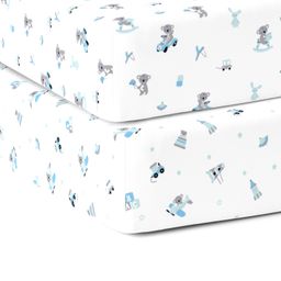 The White Cradle Pure Organic Cotton Fitted Cot Sheet Pack of 2 - Multicolour-image-46