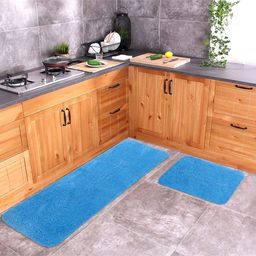 Saral Home Soft Anti Slip Microfiber Multi Purpose Mat & Runner Set - Turquoise (Color May Vary)-picture-3