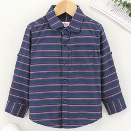 Babyhug Full Sleeves Shirt Striped - Navy Blue-image-19