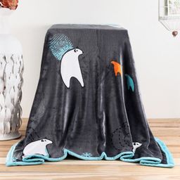 Babyhug Premium Reversible Plush Soft & Warm Double Layer Blanket Snow Bear Print - Grey-1