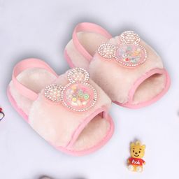 Coco Candy Teddy Detailed Fur Embellished Sandals Styled Booties  - Pink-image-17