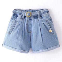 Little Kangaroos  Denim Solid Color Shorts - Light Blue-image-68