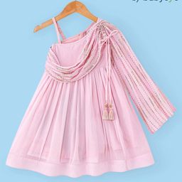 Babyoye Cotton Woven Sleeveless  Ethnic Dress with Sequins Detailing -  Baby Pink-image-64