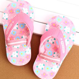 Cute Walk by Babyhug Flip Flops With Floral Print & Back Strap Closure - Pink-image-48