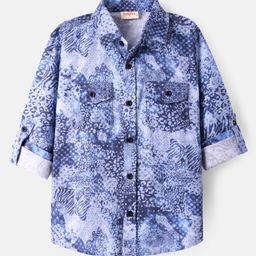 Rikidoos Full Sleeves Abstract Printed Shirt - Blue-image-77