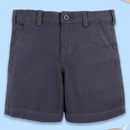 Kiddopanti Cotton Lycra Solid Shorts - Dark Grey-image-52