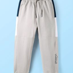 Pine Kids Knit Full Length Solid Lounge Pant with Tape Detailing - Grey-image-12