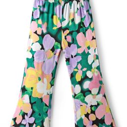 CrayonFlakes Knit Floral Printed Flared Leggings - Green-picture-9