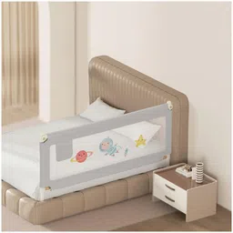 Kids Station Adjustable Bed Safety Rail 1 Side, Grey (192 x 80 cm) Foldable Guard Rail with Storage Pocket for Toddlers, Innovative Patent Design for King Size Bed (6.3ft)-picture-37