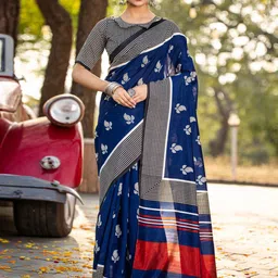 Saree mall Ethnic Motifs Printed Bhagalpuri Saree with Blouse Piece-picture-18