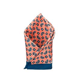 The Tie Hub Men Orange & Navy Blue Printed Pocket Square-80