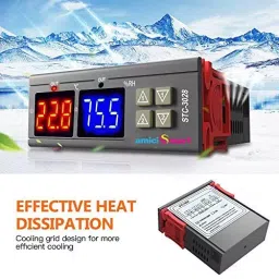 amiciSmart Digital Thermostat Temperature and Humidity Regulating Device AC 220 V 10 Amp for Incubator, Poultry with NTC Sensor, 1xSTC-3028 image 2