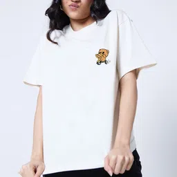 LoveDky Drop-Shoulder Sleeves Round Neck Cotton Oversized T-shirt-picture-42
