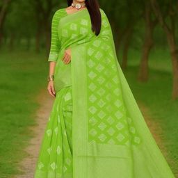 Moda Rapido Geometric Woven Design Pure Cotton Banarasi Saree-picture-18