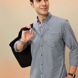 Mast & Harbour Pure Cotton Standard Gingham Checks Casual Shirt-image-25